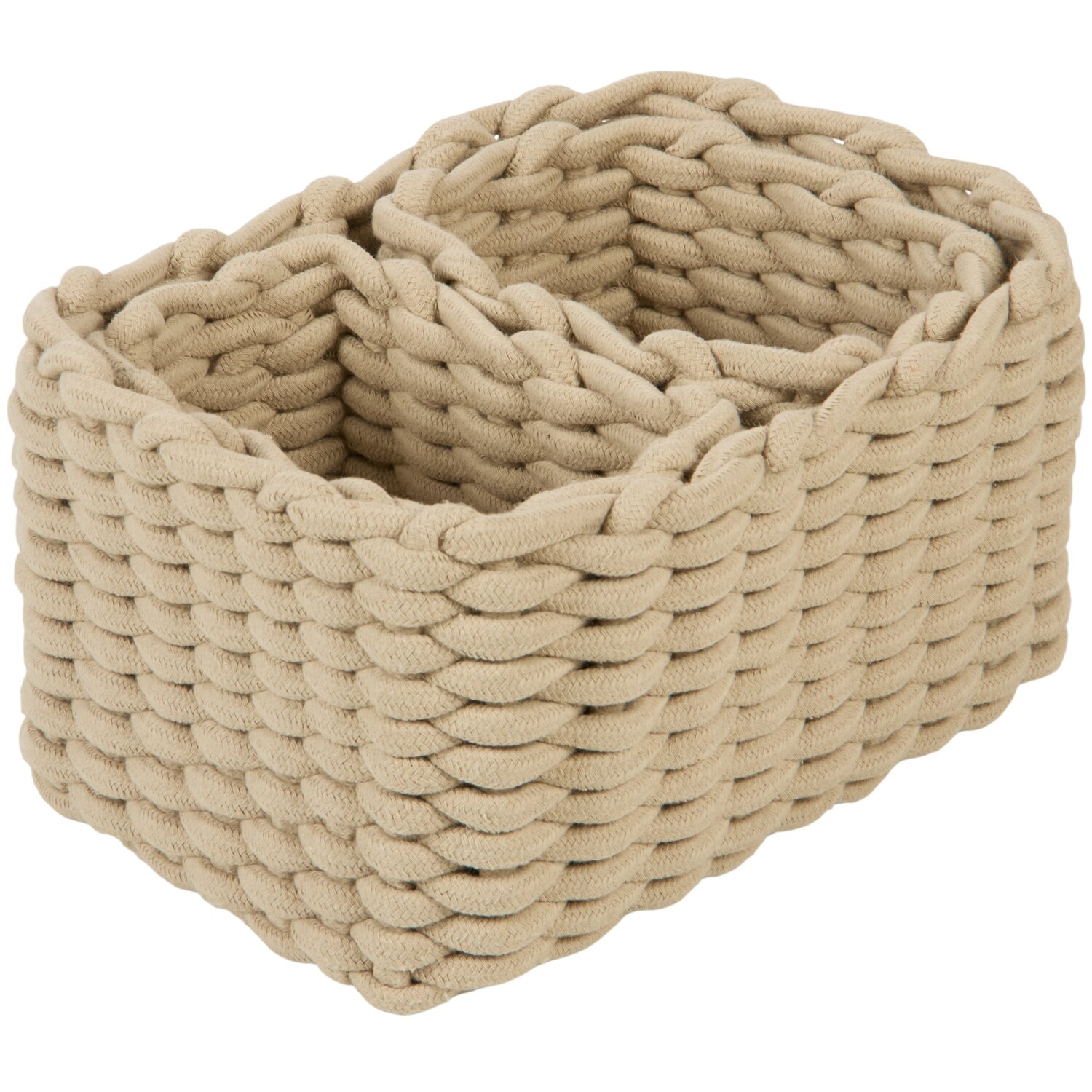 Set of 3 Rope Storage Baskets Stone Image 1