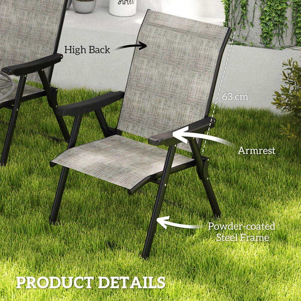 Outsunny Black and Grey Folding Chair with Breathable Mesh Fabric Seat Set of 4 Image 6