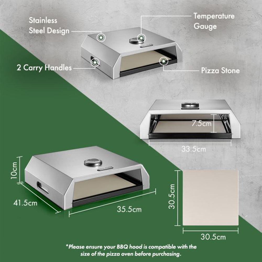 VonHaus Silver BBQ Grill Top Pizza Oven Image 9