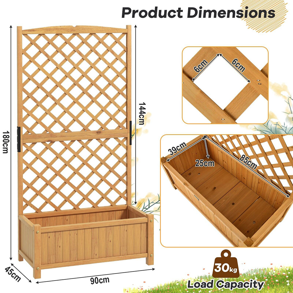 Costway Orange Raised Garden Bed Trellis Planter Image 9