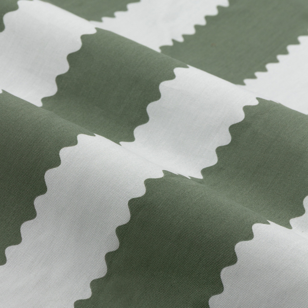 Furn Birdie Bay Green and Mist Stripe Cotton Fully Lined Pencil Pleat Curtains 117 x 137cm Image 5
