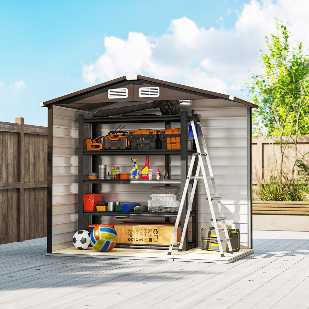 Outsunny 7 x 4ft Natural Metal Shed with Lock Image 3