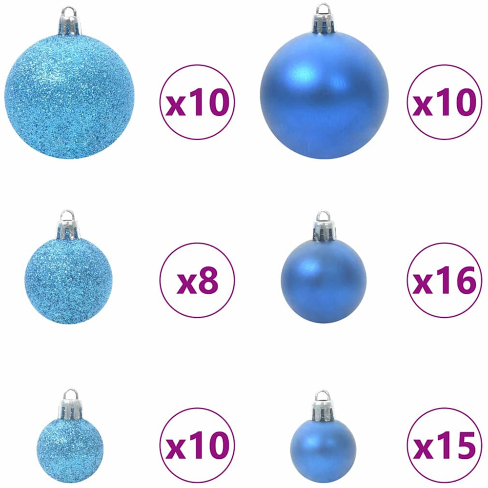 vidaXL 300 LED Pre-Lit Blue Baubles Green Artificial Snow Flocked Christmas Tree 10ft Image 9