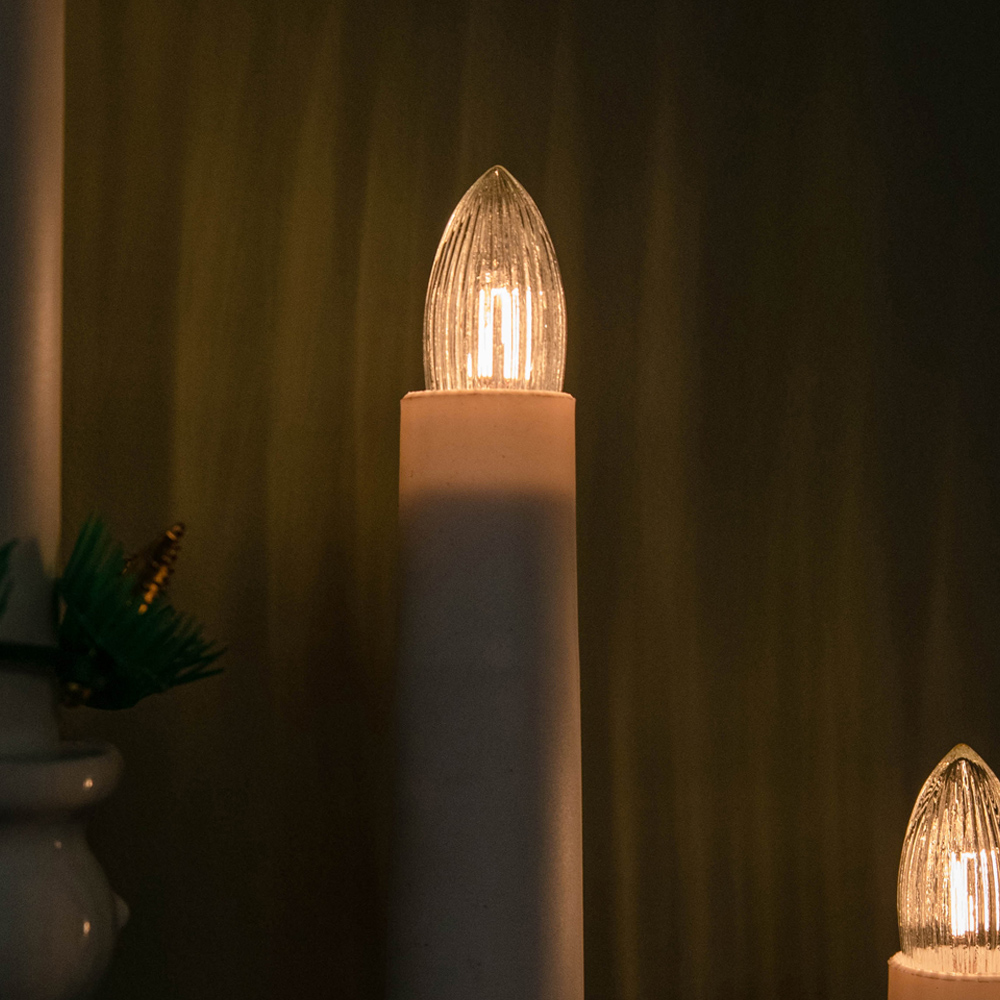 Samuel Alexander Warm White LED White Wooden Christmas Candle Bridge 40cm Image 2