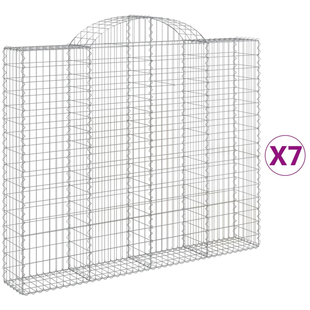 vidaXL Silver Galvanised Iron Arched Gabion Basket 200 x 30 x 160/180cm Image 4