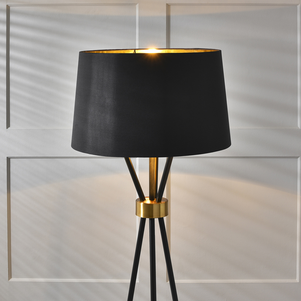 Camden Black Round Metal and Fabric Floor Lamp Image 4