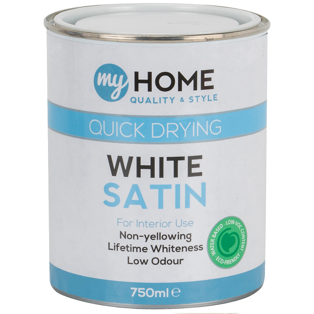My Home Multi Surface White Satin Quick Dry Paint 750ml Image 2