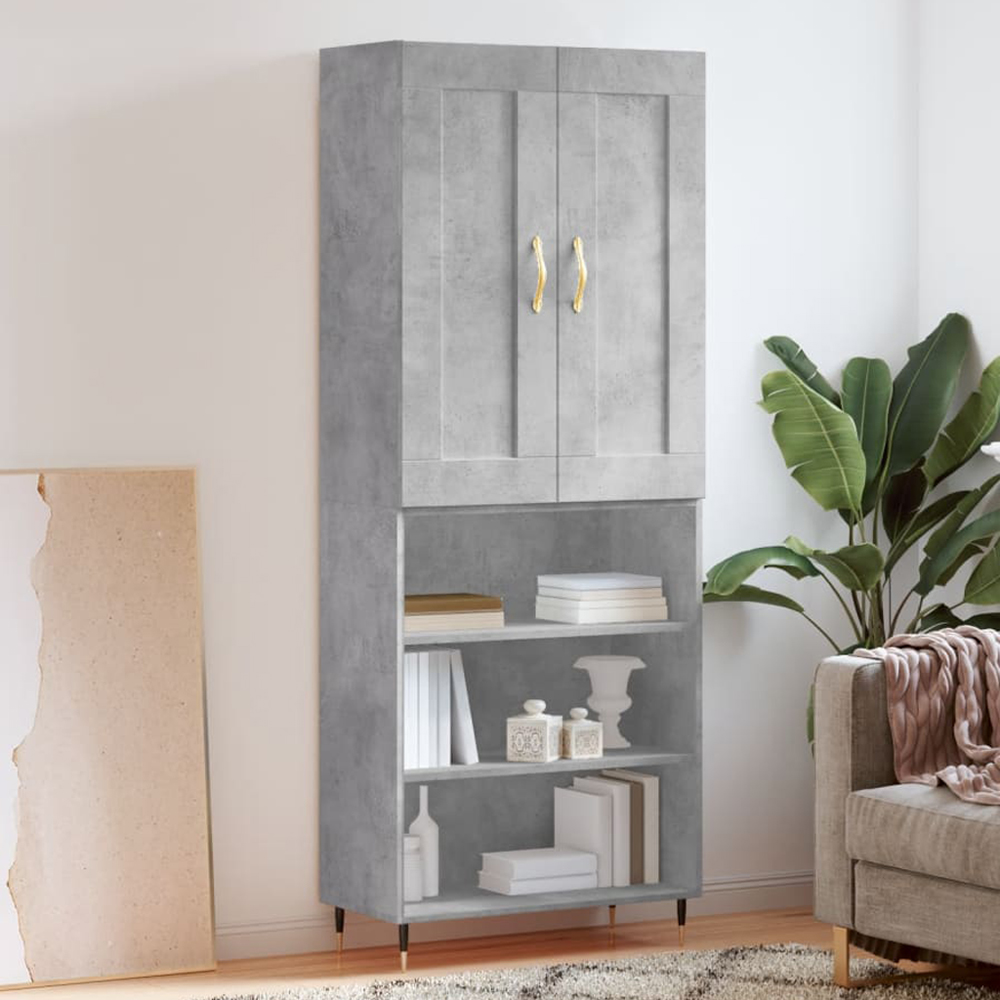 vidaXL 2 Door 3 Shelf Concrete Grey Highboard Image 1