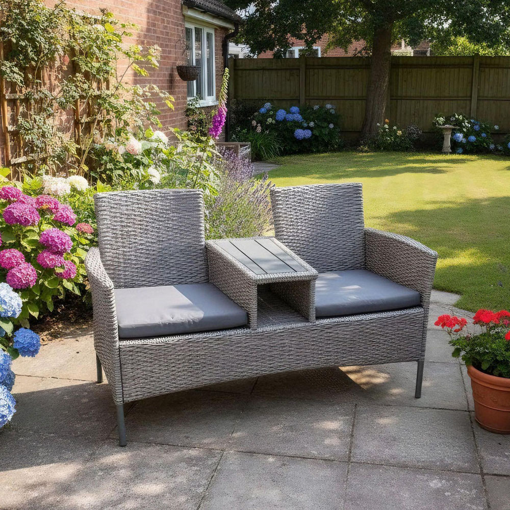 Home Source Lovelle 2 Seater Grey Garden Companion Seat Image 5