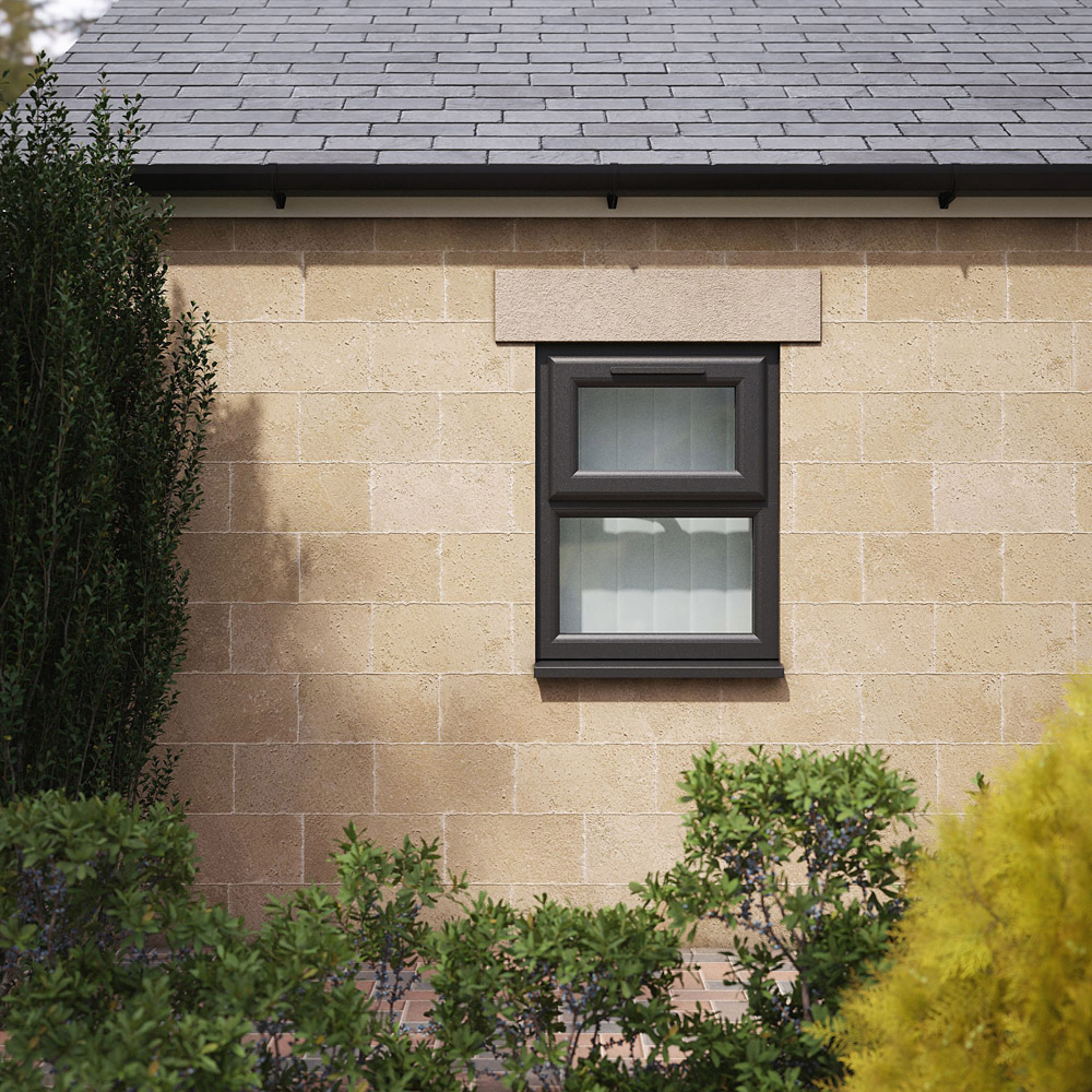 Crystal Black and White Top Hung Over Fixed Light Obscure Double Glazed Window 905 x 965mm Image 5