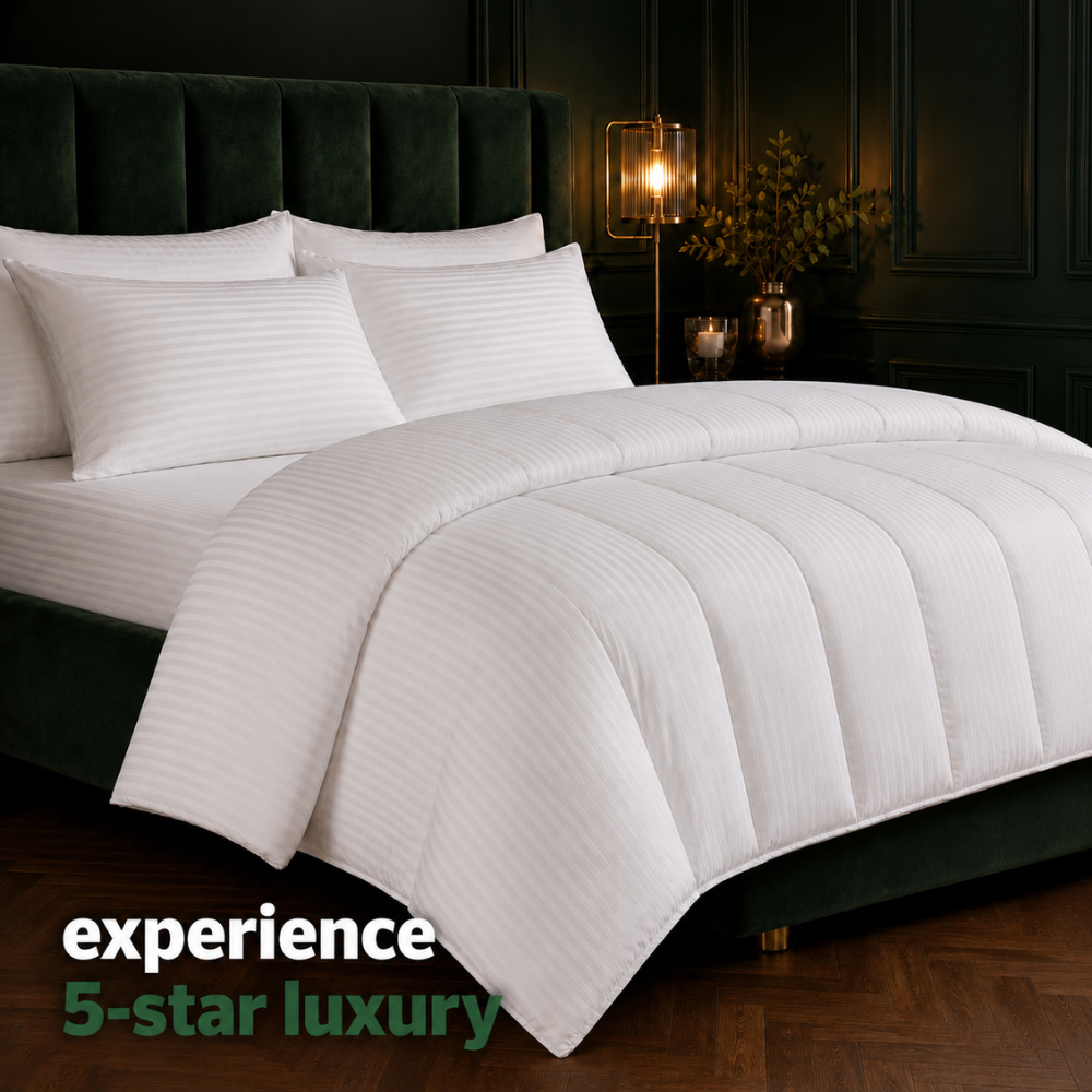 Opulent Home King Size White Striped Summer Hollowfibre Duvet 4.5 Tog Image 2