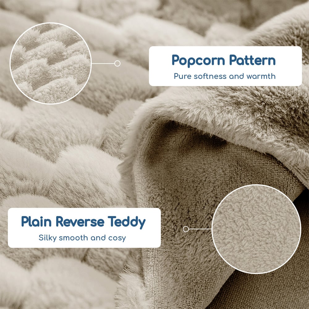 Velosso King Size Beige Chunky Popcorn Fitted Sheet Image 4