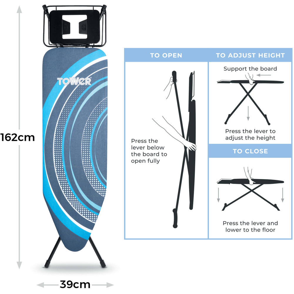Tower Eclipse Plus Height Adjustable Large Ironing Board Image 9