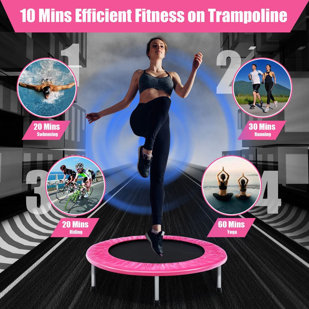 Costway Pink Kids 38 inch Foldable Mini Trampoline Image 3