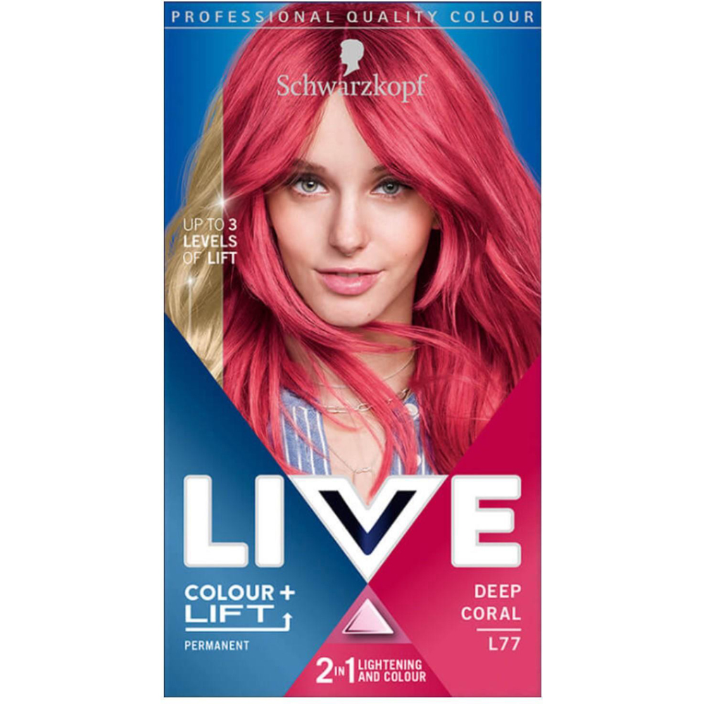 Schwarzkopf Live Colour+Lift Deep Coral L77 Permanent Hair Dye 6 Pack Image 2
