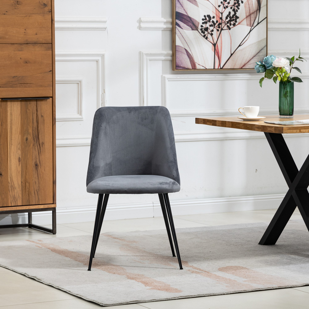 Artemis Home Morandi Set of 2 Grey Velvet Dining Chair Image 2