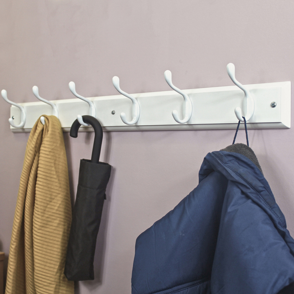 Headbourne Keypak White 6 Hook Coat Rail Image 2