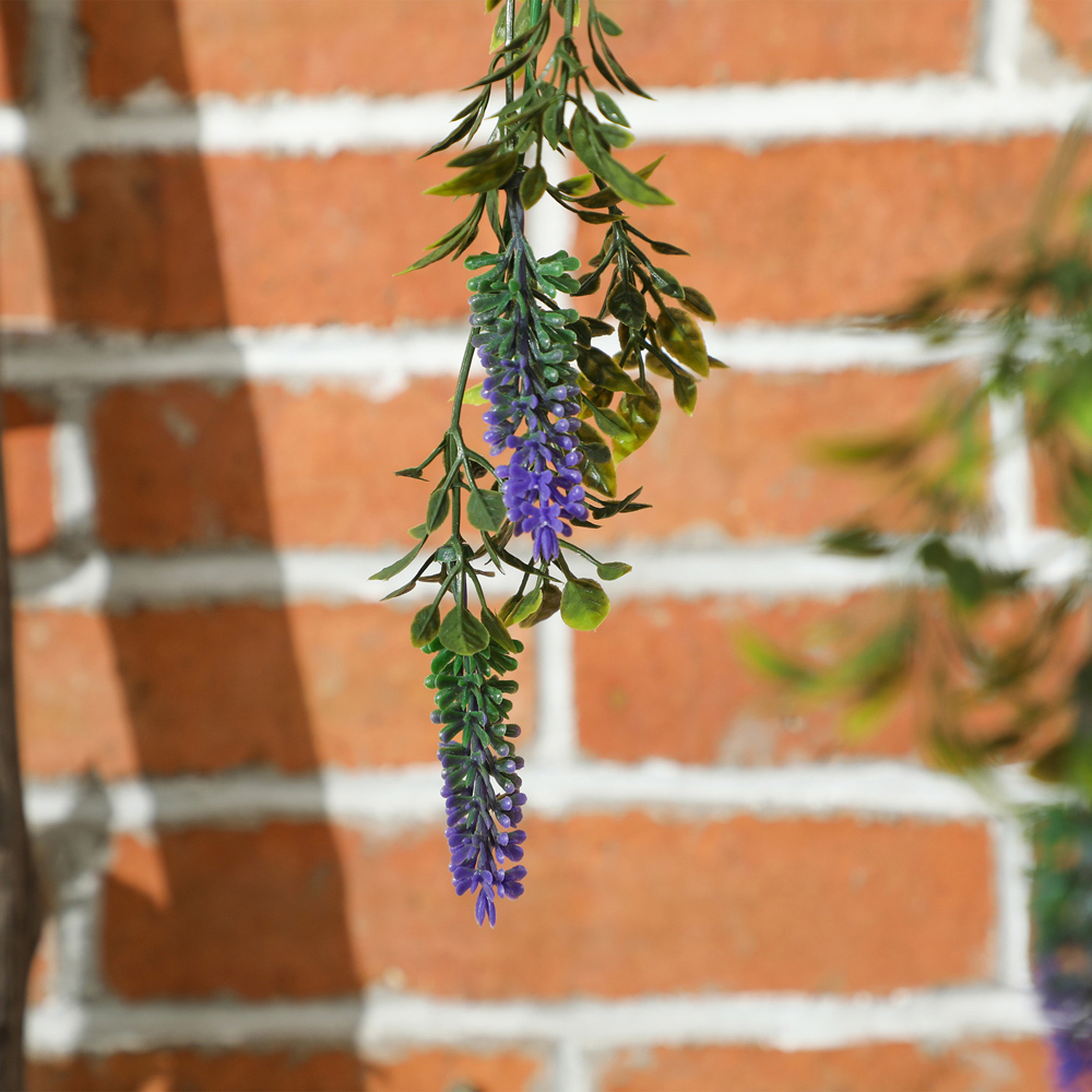 Portland Purple Lavender Flower Artificial Plants in Hanging Basket 2 Pack Image 3