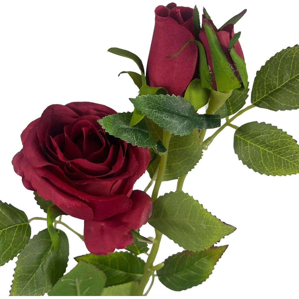 Leaf Red Rose Artificial Flower 60cm 6 Pack Image 4