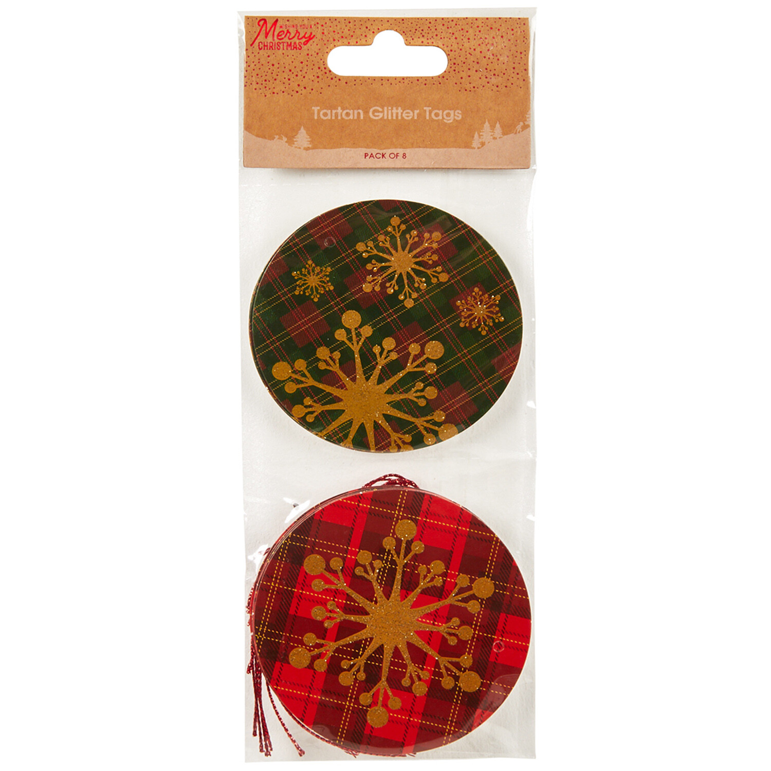 Pack of 8 Tartan Glitter Tags Image