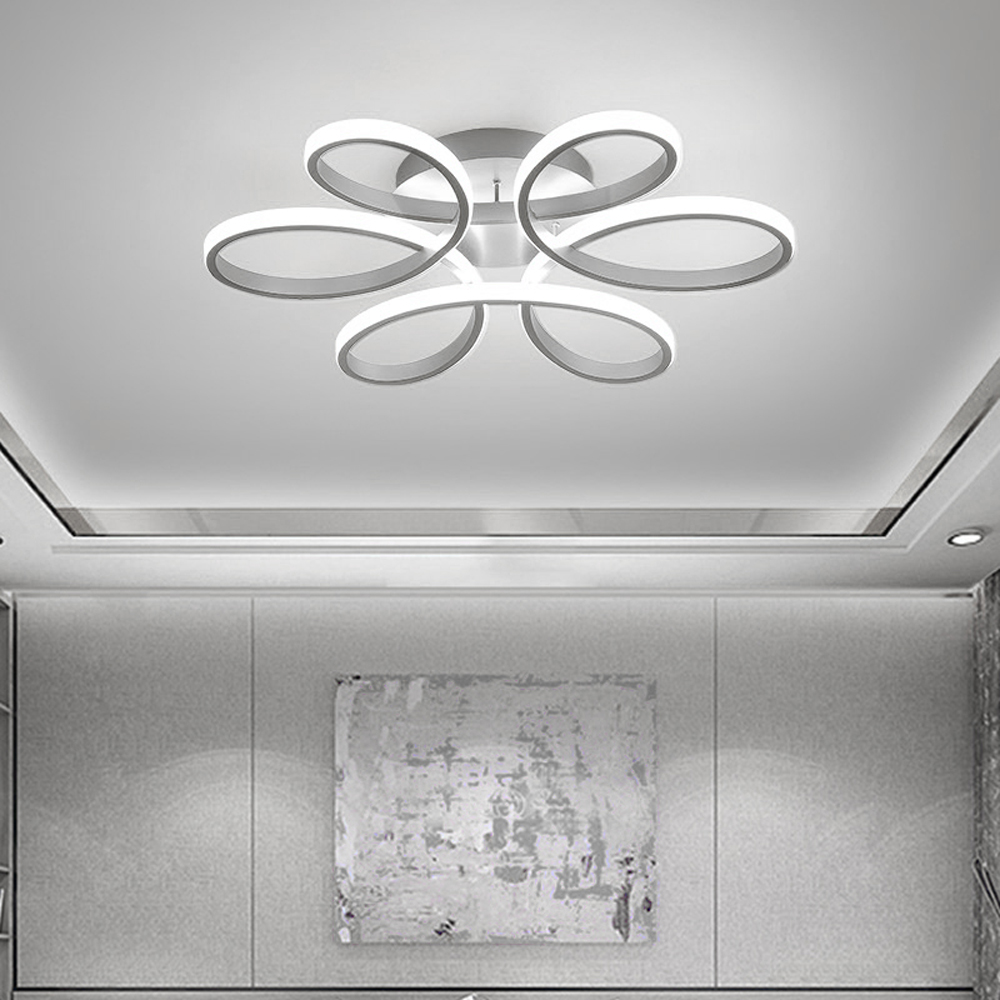 Living and Home White Petal LED Semi Flush Ceiling Light Image 6