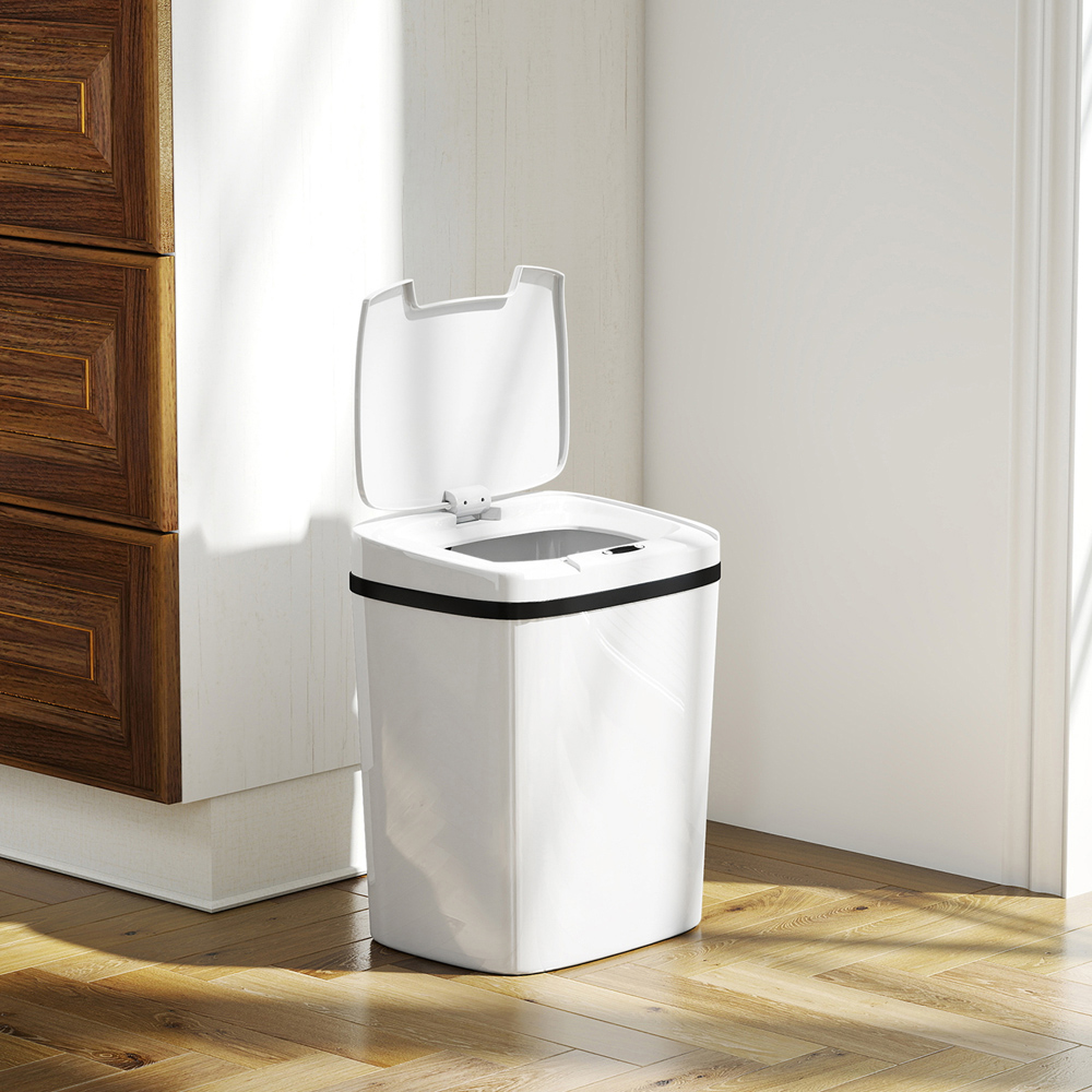 HOMCOM White Automatic Kitchen Sensor Bin 15L Image 2