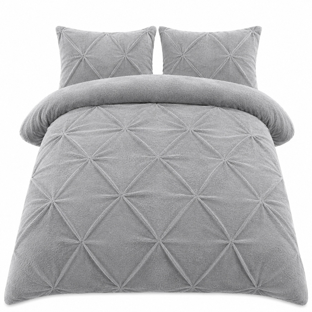 Smart Living Chiswick Single Grey Pintuck Duvet Set Image 2