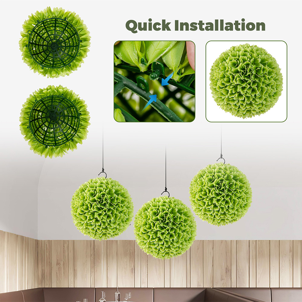 Costway 2 Piece Green Topiary Ball Artificial Plant 28cm Image 6