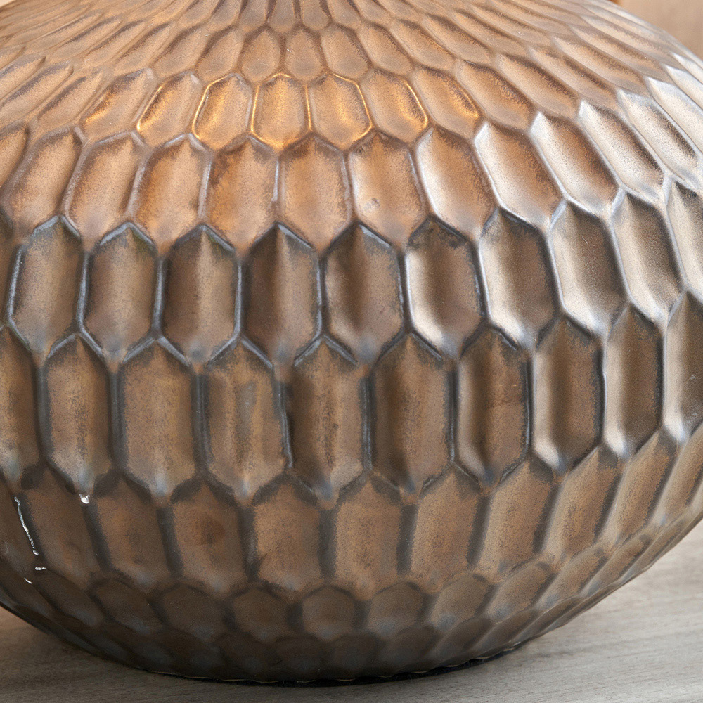 Pacific Lifestyle Cassius Natural Fabric Shade Bronze Textured Glazed Ceramic Table Lamp Image 4