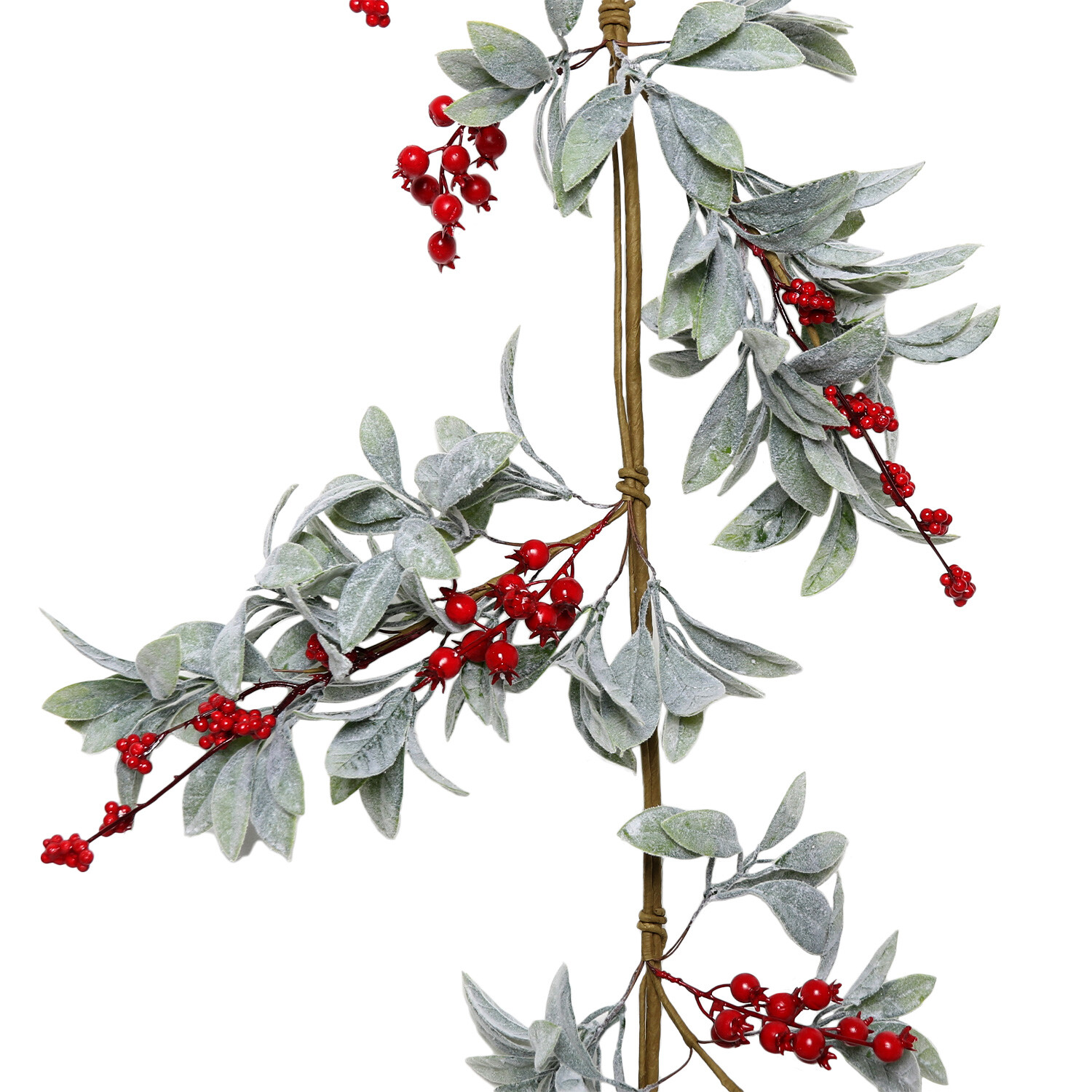 Red Berry Garland with Leaves - Red Image 2