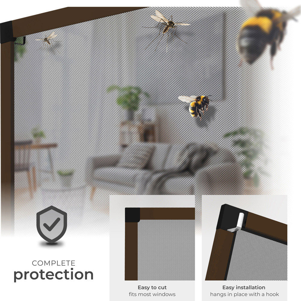 tectake Brown Individually Adjustable Fly Screen 120 x 100cm Image 3