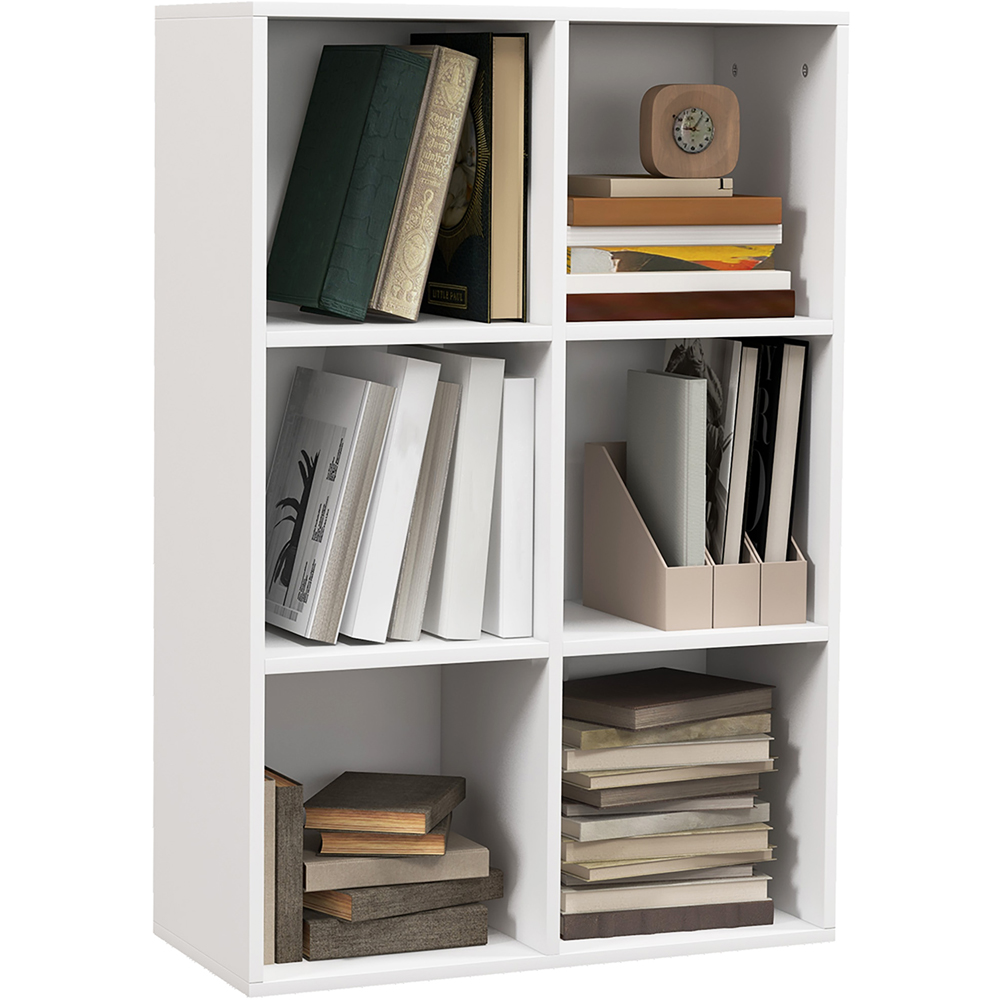 Portland 6 Storage Shelf White Bookcase Image 2