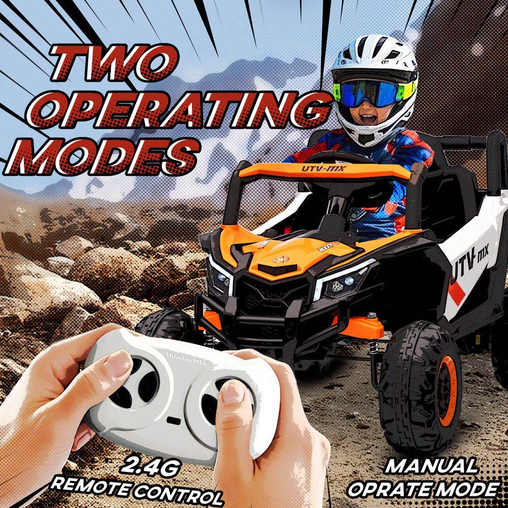 Tommy Toys Kids Orange Ride On Electric UTV Car with Remote and Safety Belt Image 4