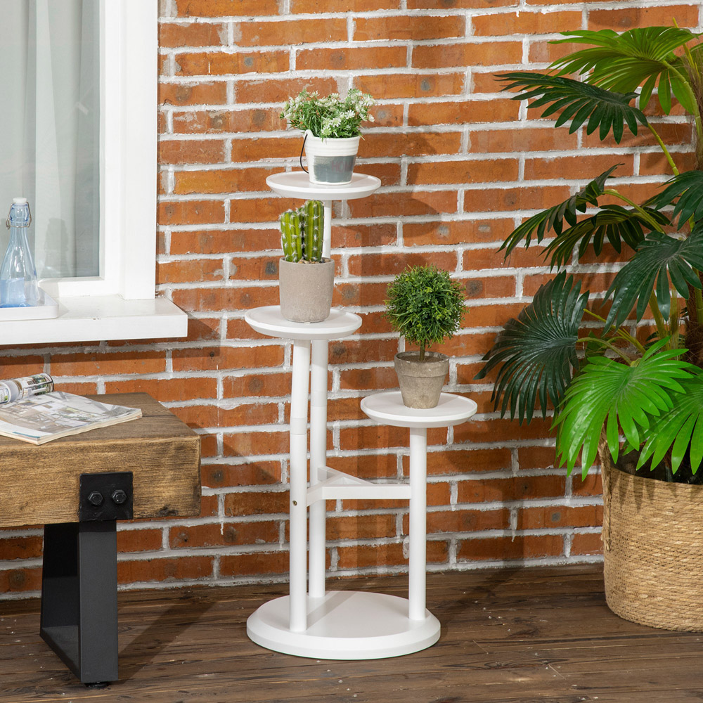 Outsunny 3 Tiered White Plant Stand Image 2
