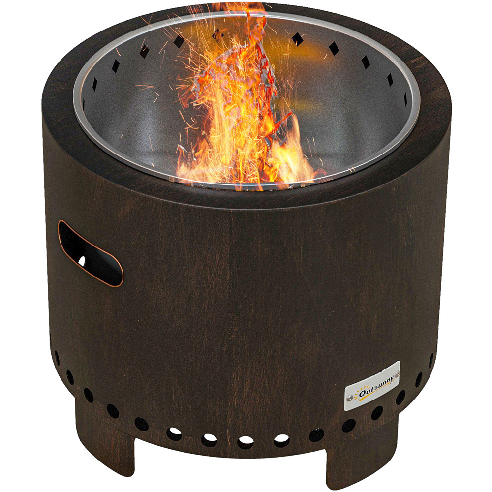 Outsunny Black Metal Wood Burning Smokeless Fire Pit Image 1