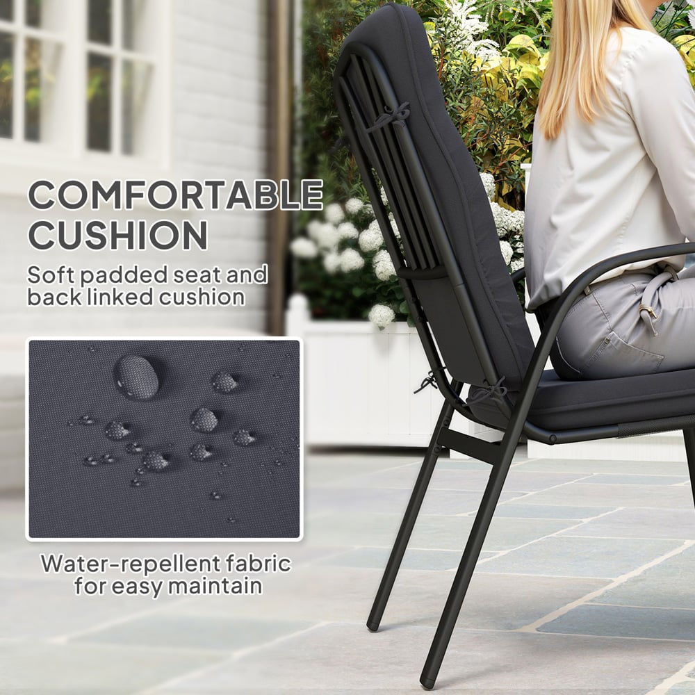 Outsunny 4 Seater Garden Dining Set with Umbrella Hole Black Image 7