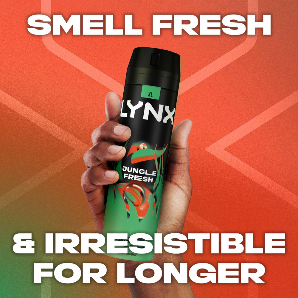 Lynx XL Jungle Fresh Palm Leaves and Amber 48H Sweat Protection Deodorant Body Spray 200ml 3 Pack Image 5