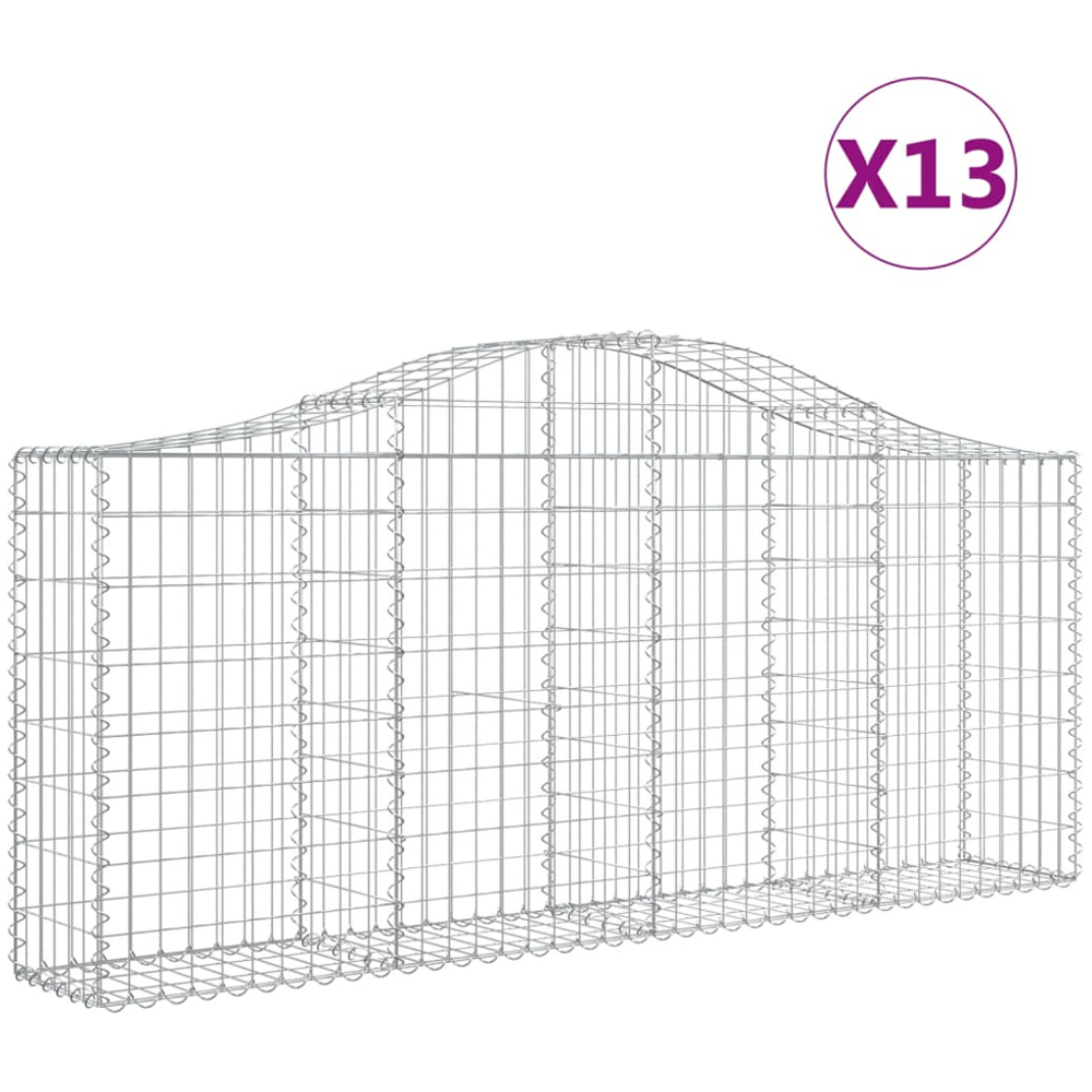 vidaXL Silver Galvanised Iron Arched Gabion Basket 200 x 30 x 80/100cm 13 Pack Image 4