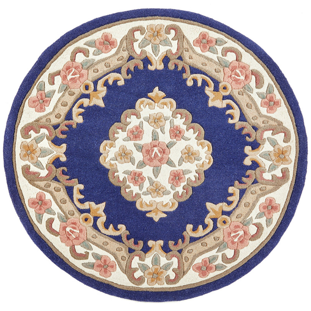 Origins Shensi Navy Wool Round Rug 120cm Image 1