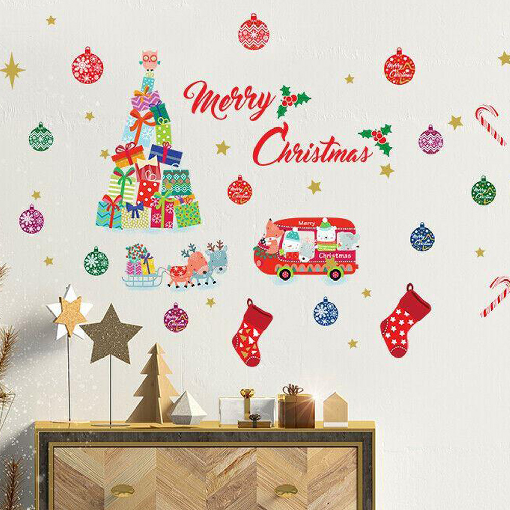 Walplus Reindeer Christmas Tree and Merry Christmas Self Adhesive Wall Sticker 77 Piece Image 1