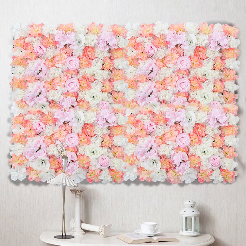 Living and Home Light Orange and Pink Artificial Rose Backdrop Wall Panel 60 x 40cm Image 7