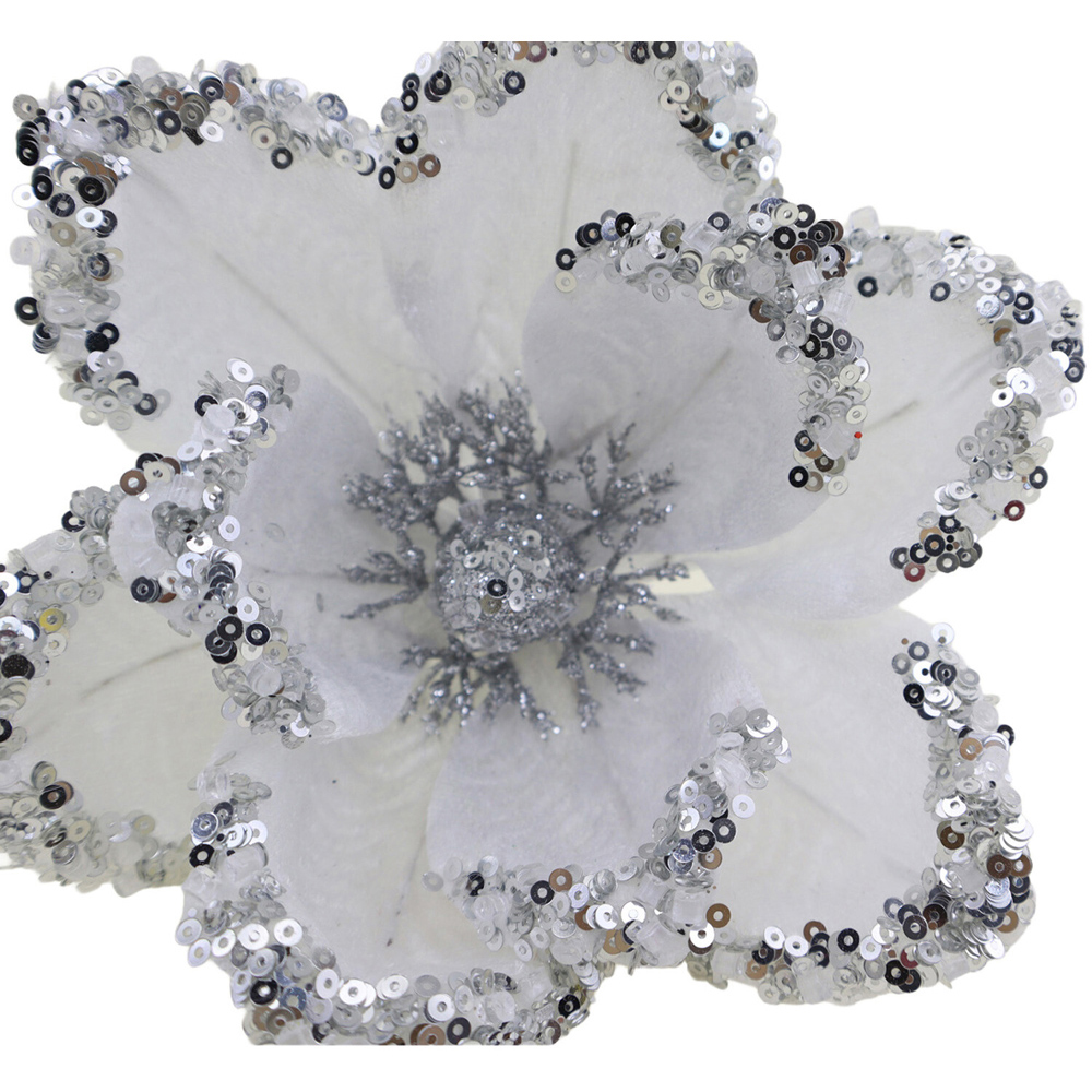 White and Silver Magnolia Clip Image 2