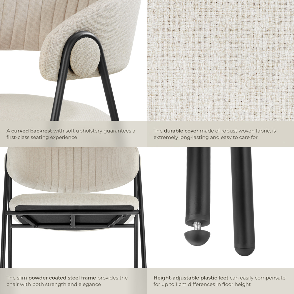 tectake Bedano Set of 4 Greige Dining Chair Image 4