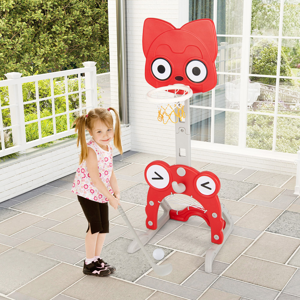 Costway Toddler Basketball Hoop with Rim and Soccer Goal Image 3