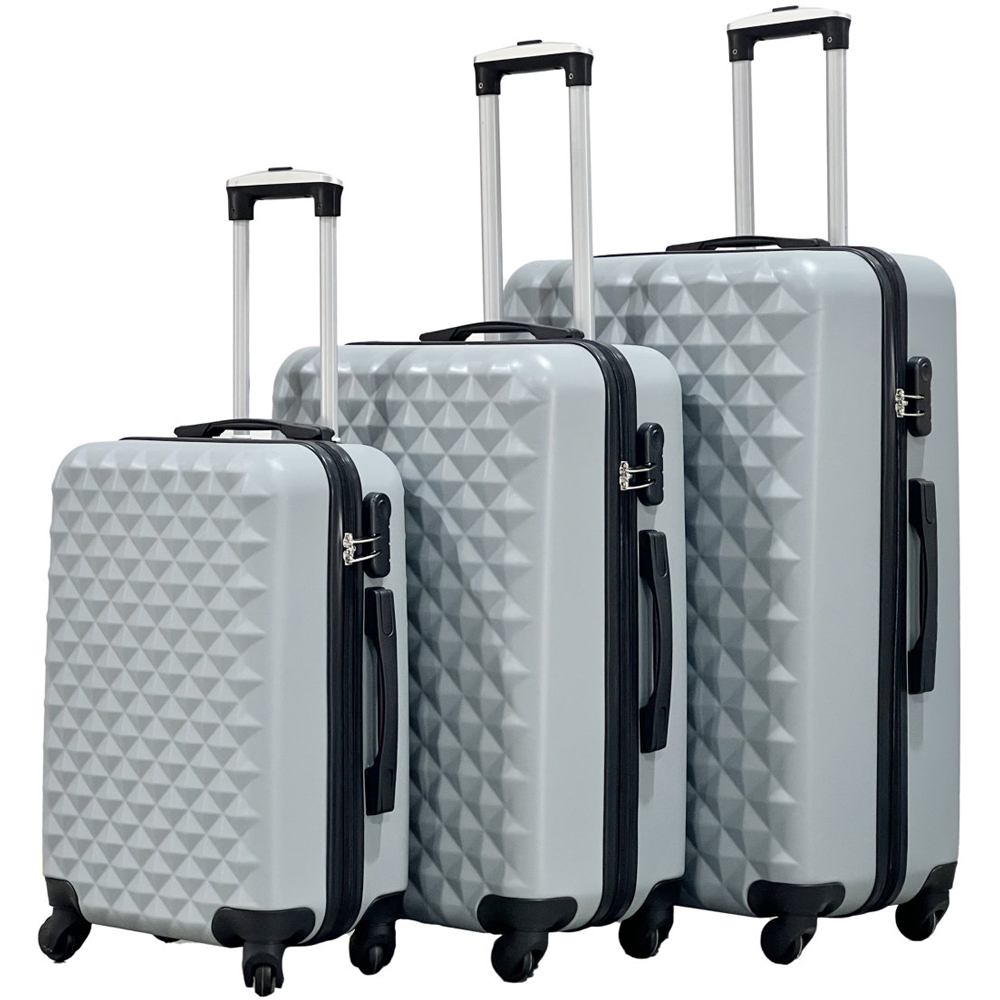 Groundlevel 4 Wheel Diamond Set of 3 Grey Luggage Suitcase Image 2