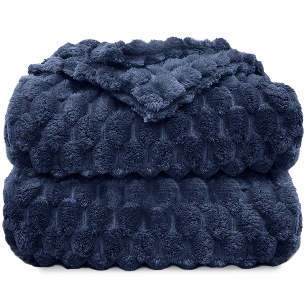 Velosso Navy Chunky Popcorn Throw 150 x 200cm Image 1