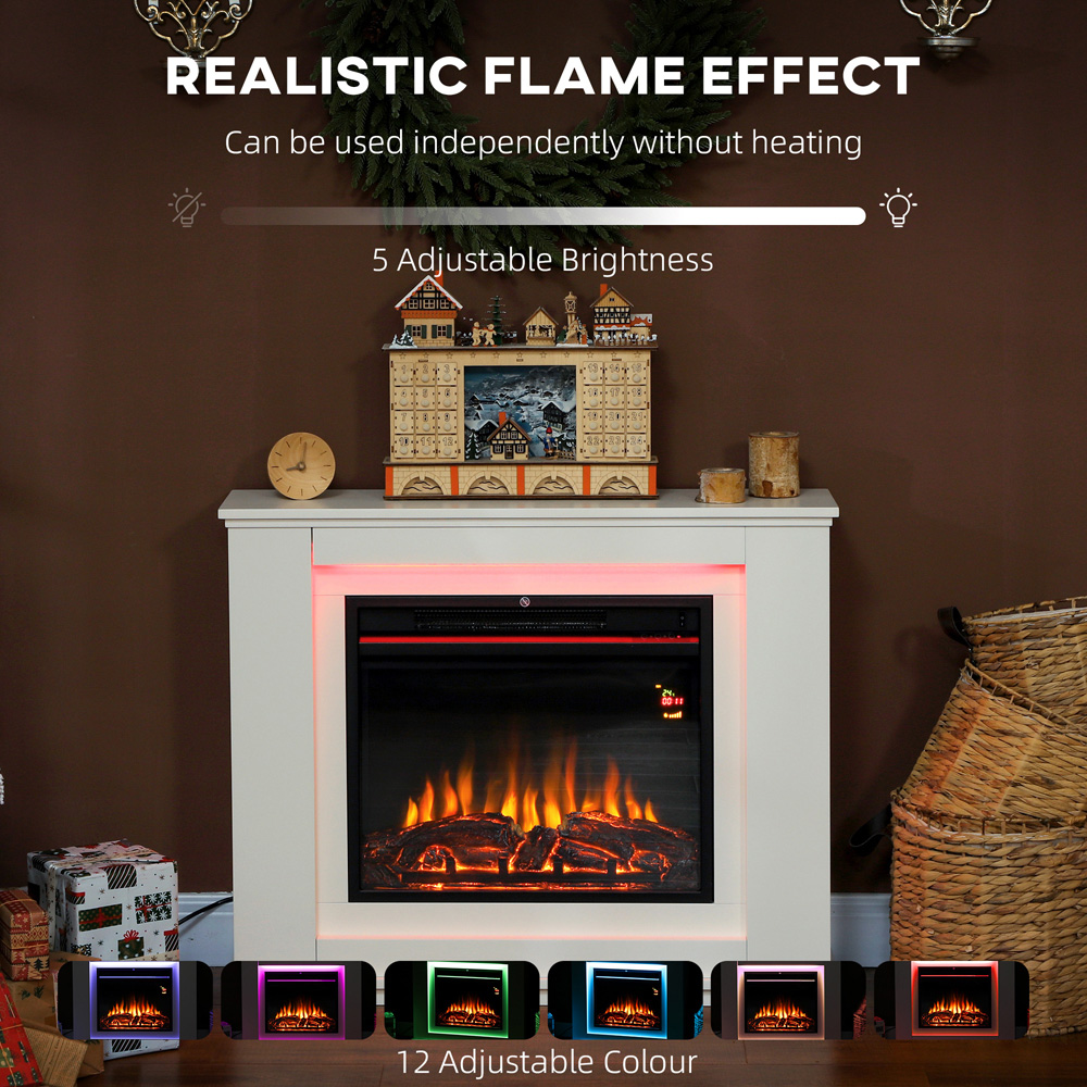 HOMCOM White Inset Electric Fireplace and Mantel 2000W Image 8
