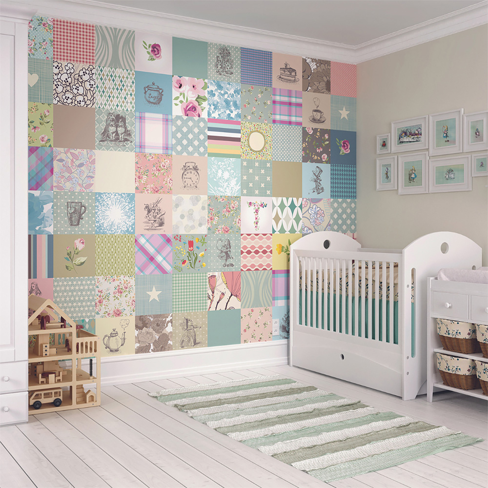 Origin Murals Alice in Wonderland Patchwork Wall Mural Image 1