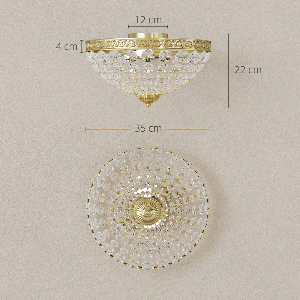 HOMCOM Gold Chandelier Crystal Ceiling Light Image 9