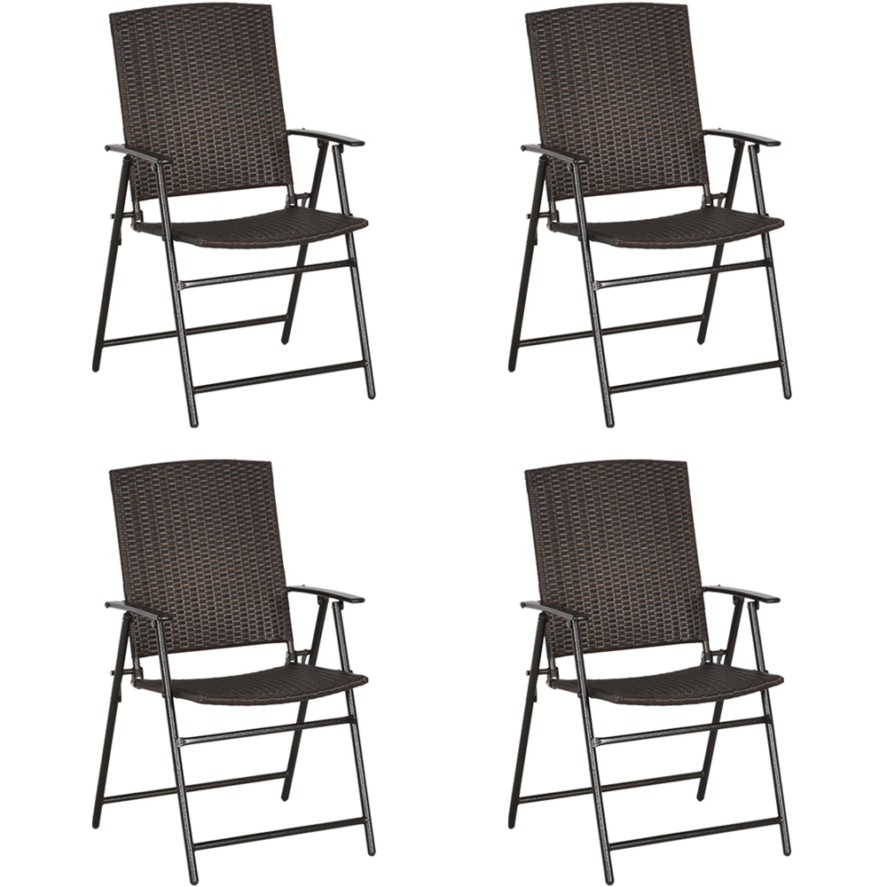 Outsunny Set of 4 Rattan Wicker Foldable Garden Chair Image 2